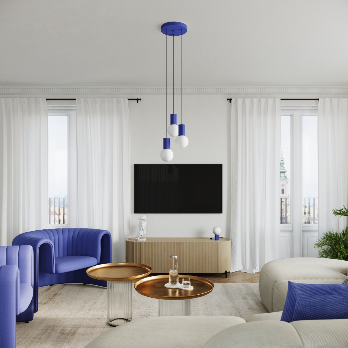 Lampe à poser Aluminium Outremer G9 1 Halo bleu, EDEN
