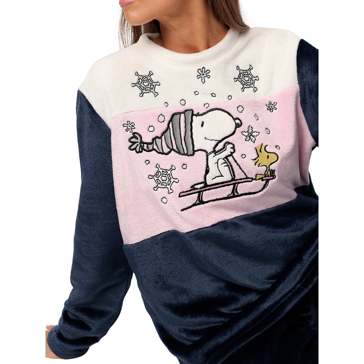 Pyjama pantalon top manches longues Snow Drift Peanuts bleu, ADMAS