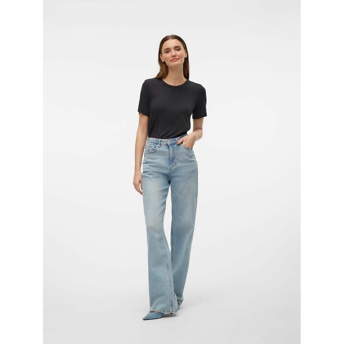 Crew Neck T-Shirt with Short Sleeves black, VERO MODA