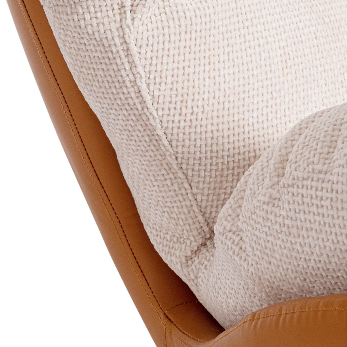 Fauteuil relax pivotant tissu/simili écru/cognac - NINO beige, HELLIN, DEPUIS 1862
