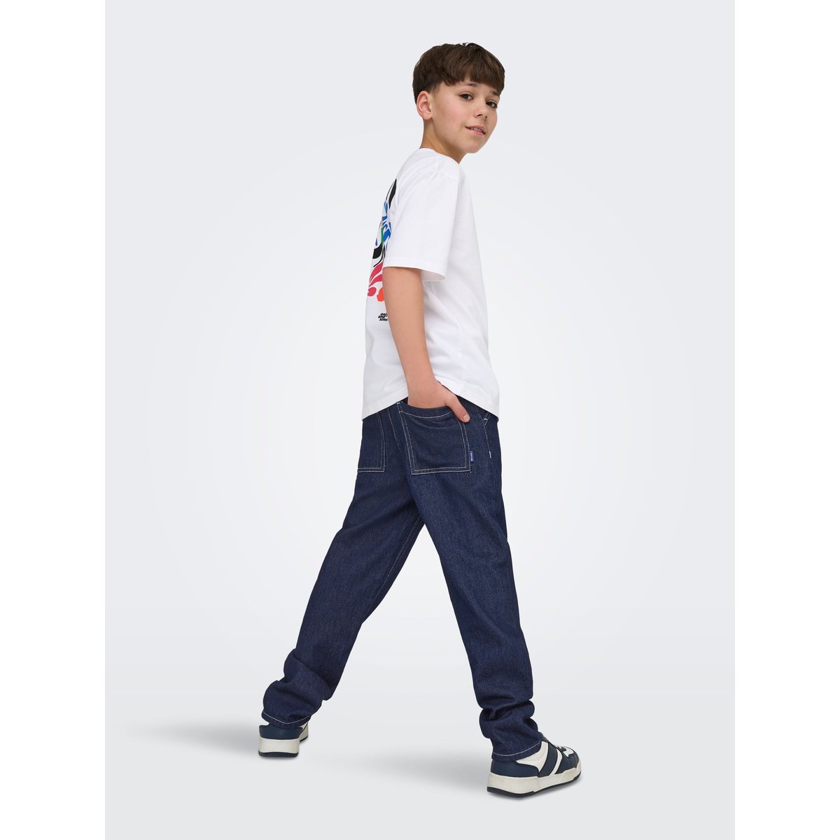 Jean À Coupe Ample dark blue denim, ONLY & SONS JUNIOR
