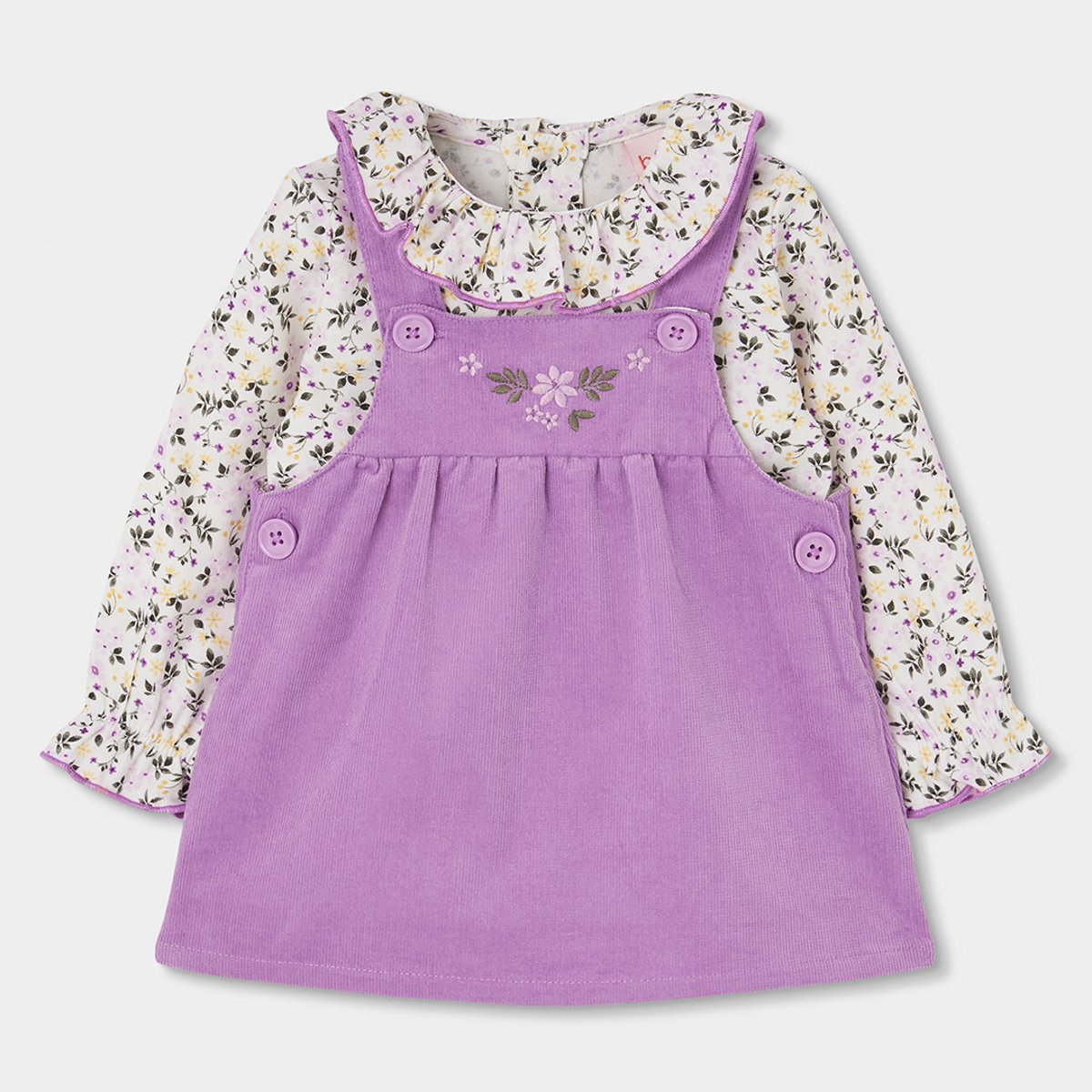 Ensemble bébé brodé de fleurs violet, BOBOLI