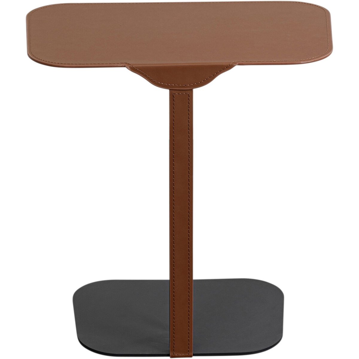 Table d'appoint en simili et acier, HEDI marron, KARE DESIGN