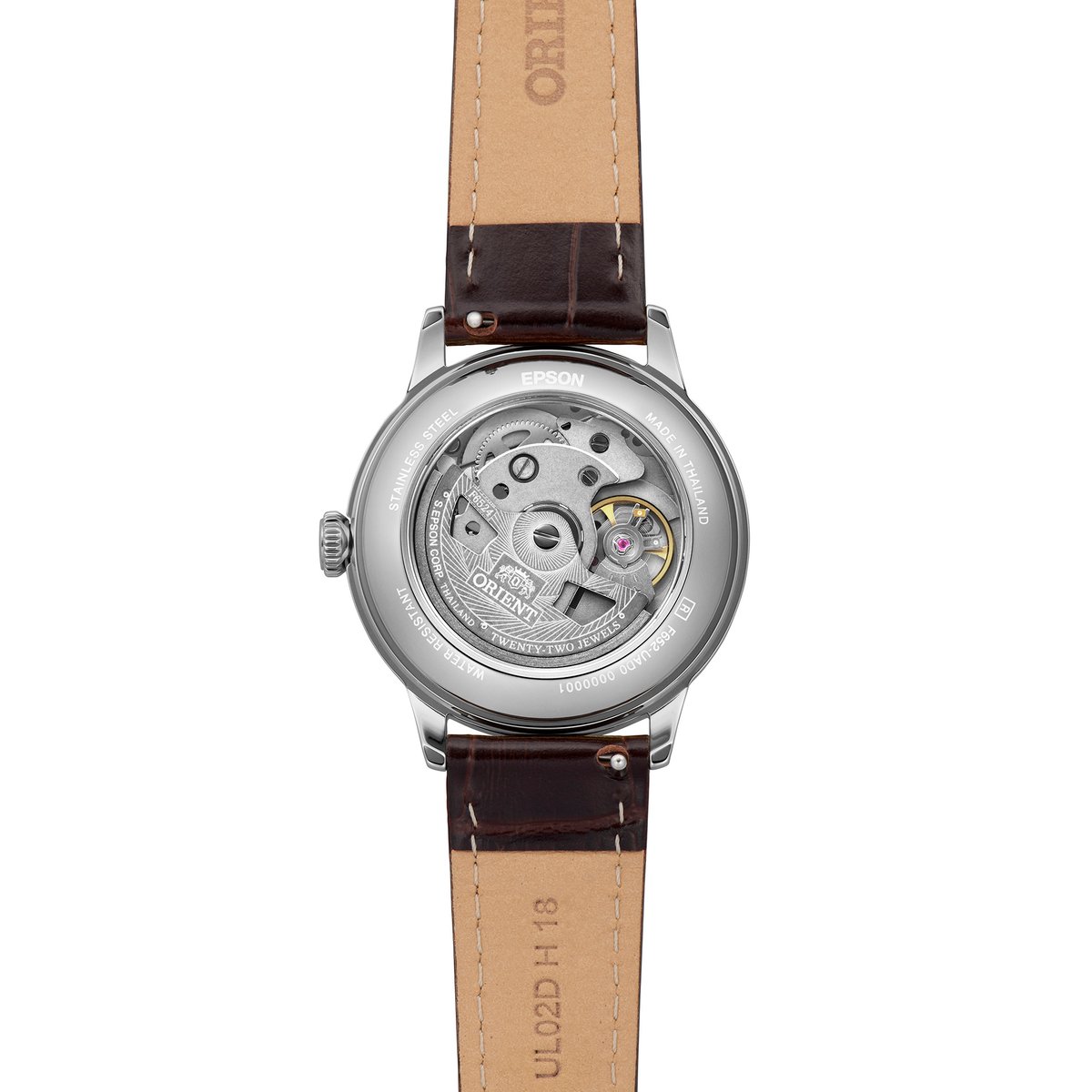 Montre Analogique  BAMBINO argenté ivoire marron foncé, ORIENT