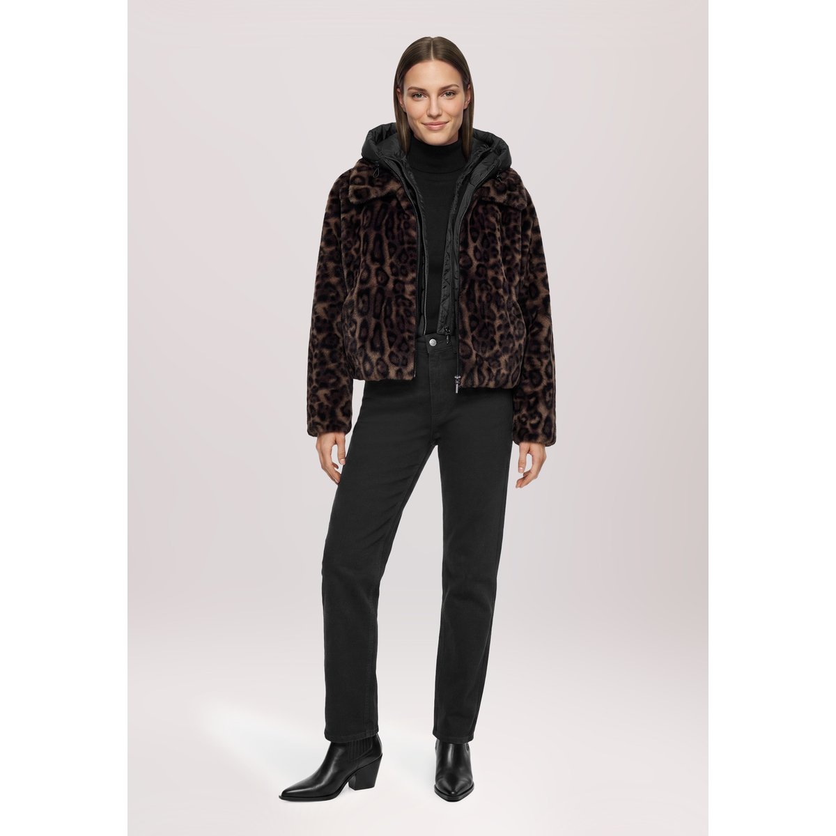 Veste en peluche avec partie veste sans manches amovible taupe/black, AMBER & JUNE
