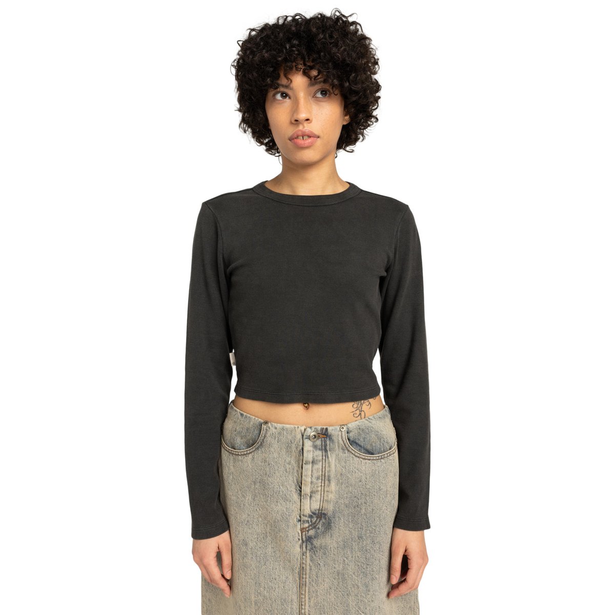 T-shirt manches longues ICON CROP W noir off black, ELEMENT