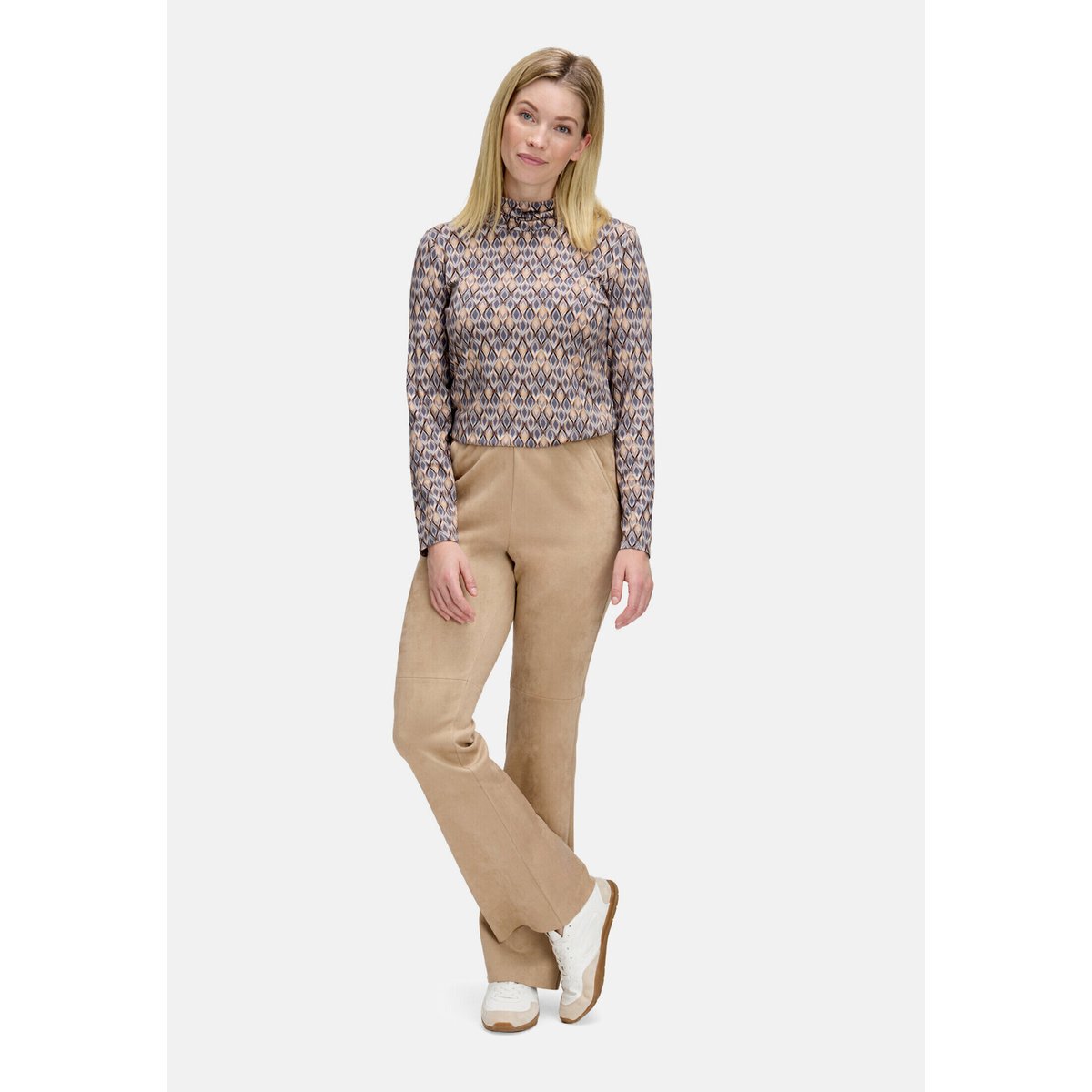 T-shirt à col roulé à col droit gris/beige, BETTY BARCLAY