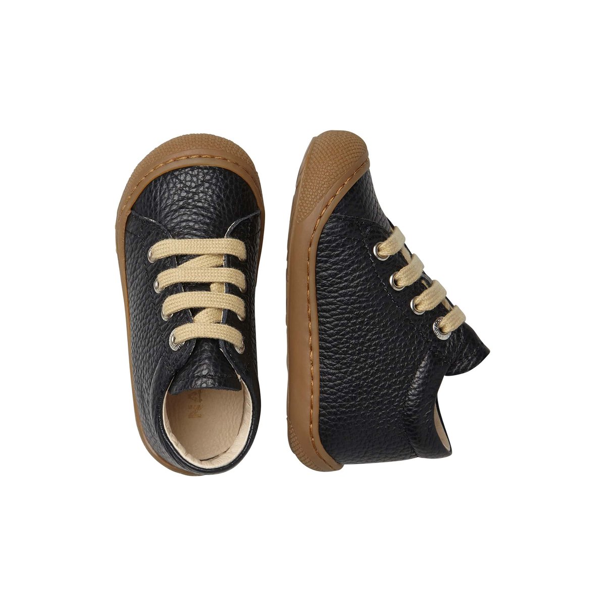 Chaussures Premiers Pas En Cuir Cocoon noir, NATURINO