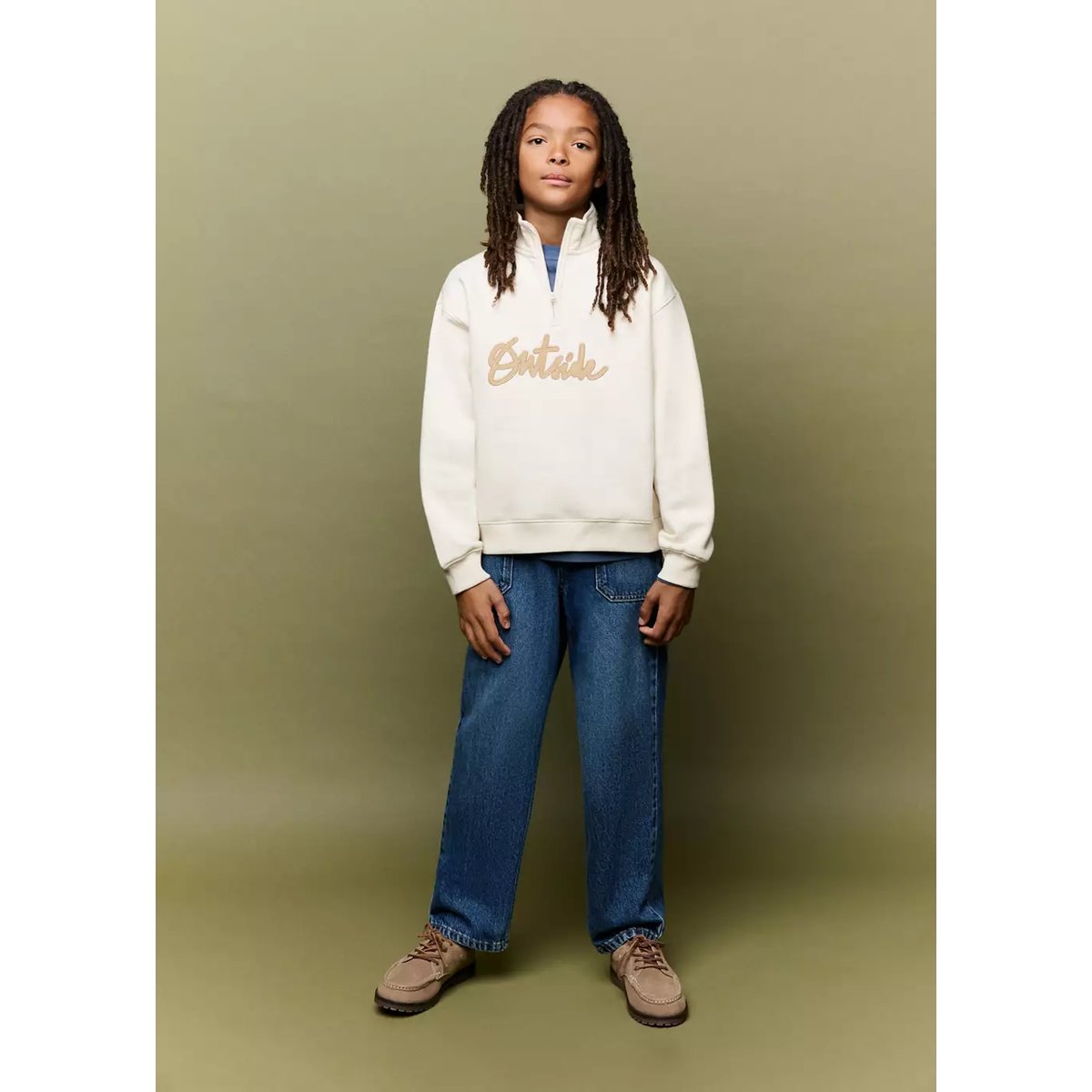 Sweat-shirt détail brodé sable, MANGO KIDS