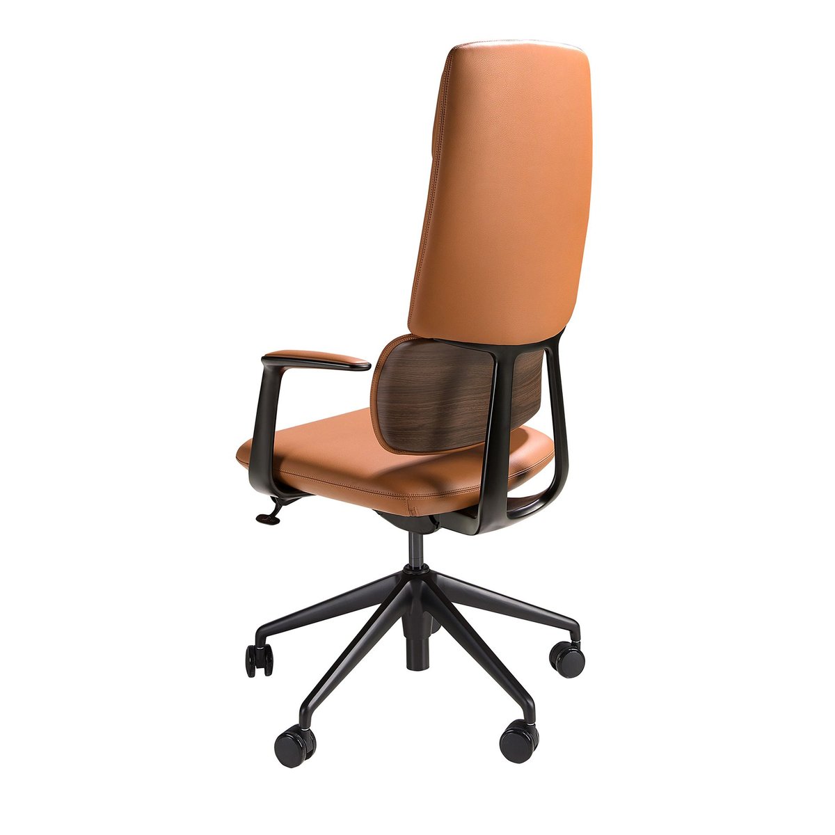 Chaise de bureau pivotante en similicuir noyer | brun | noir, ANGEL CERDA