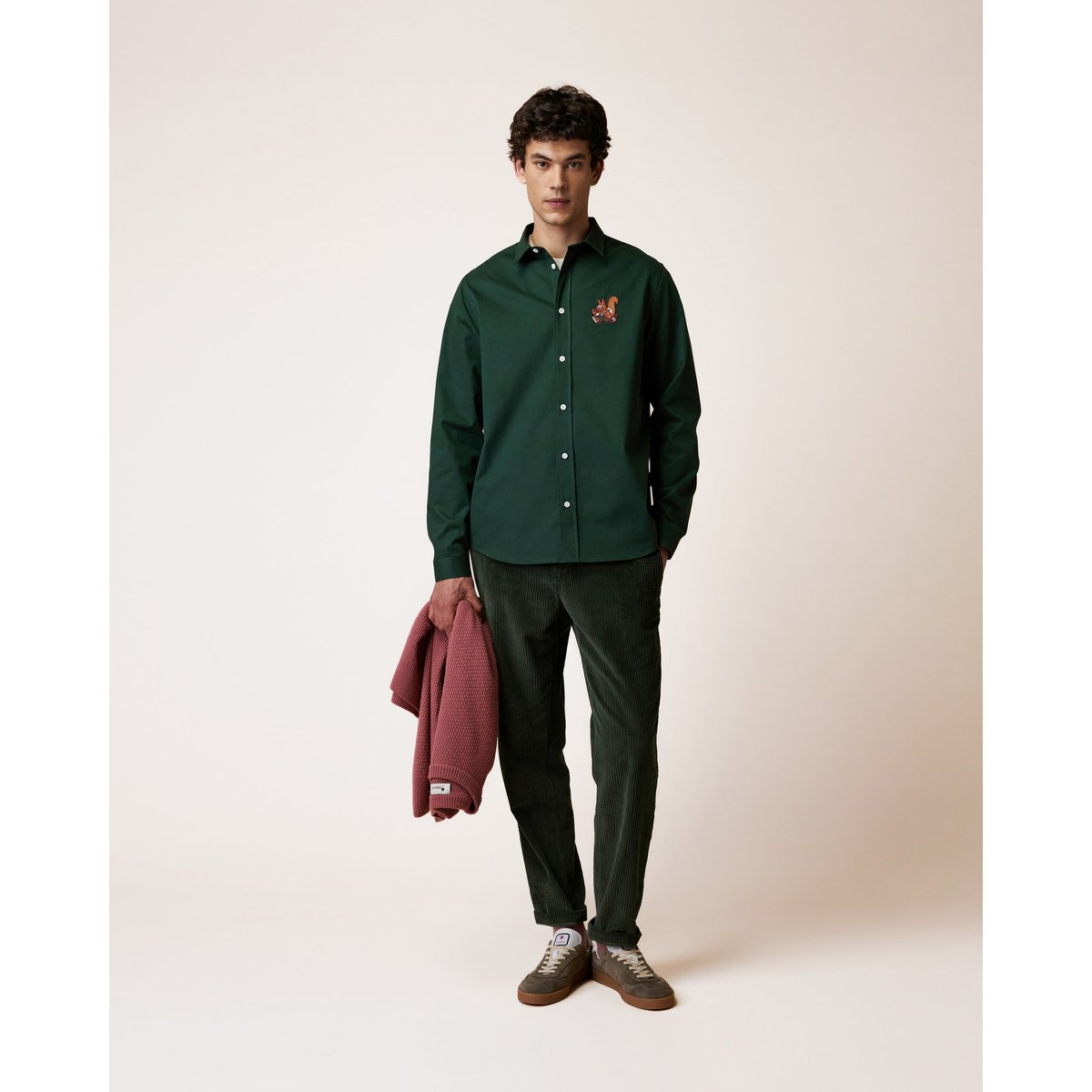 Chemise en tissu sergé vert forêt, FAGUO