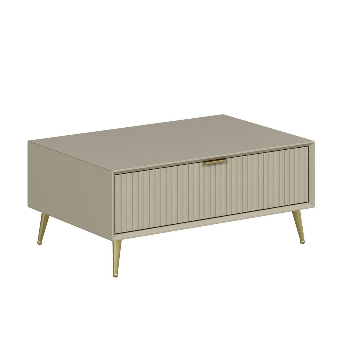 Table basse rectangulaire beige, 1 niche rainurée fermée JENA beige, PIER IMPORT