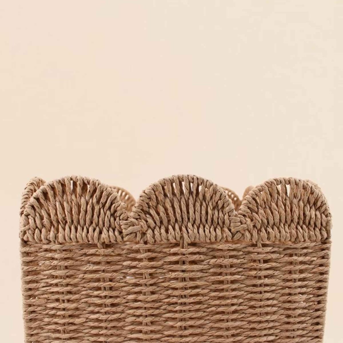 Set de 3 paniers carrés en corde de papier festonné naturel, ORNAMI