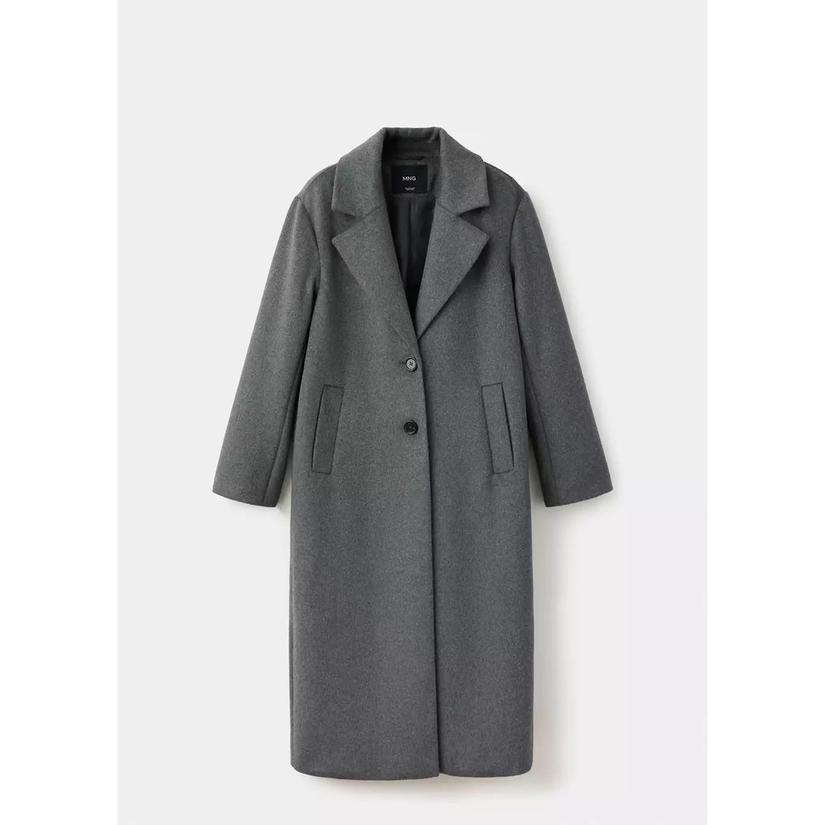 Manteau long en laine gris chiné moyen, MANGO TEEN