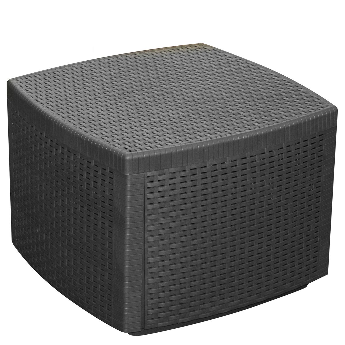 Table coffre de jardin carrée effet rotin gris anthracite gris, WADIGA
