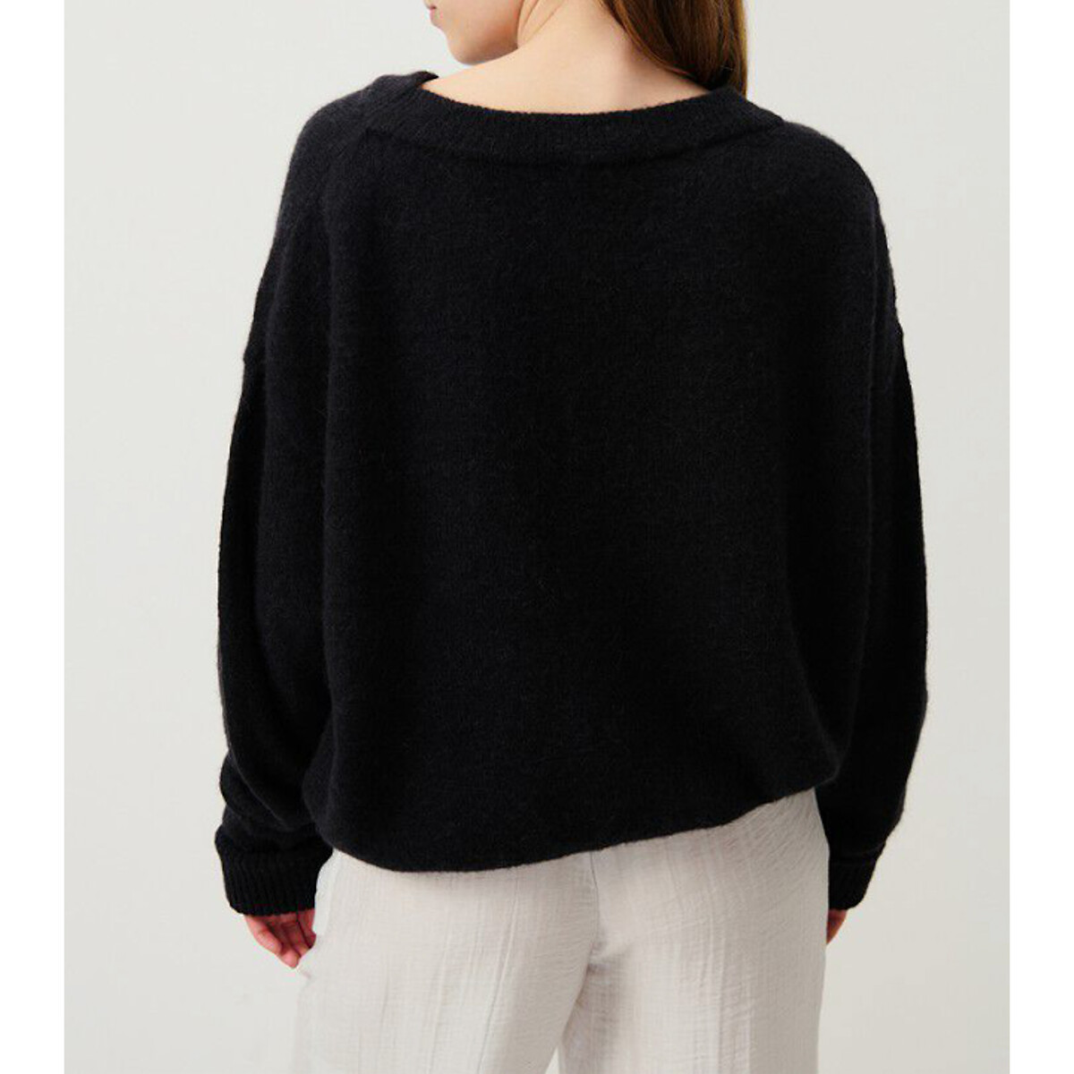 Camisola de mangas compridas, decote à barco, VITOW preto , AMERICAN VINTAGE
