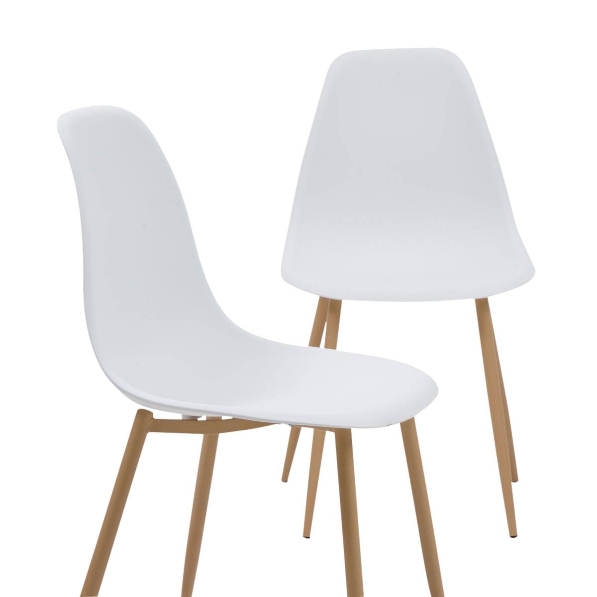 Lot de 2 chaises en plastique MARIUS blanc, MADE IN MEUBLES