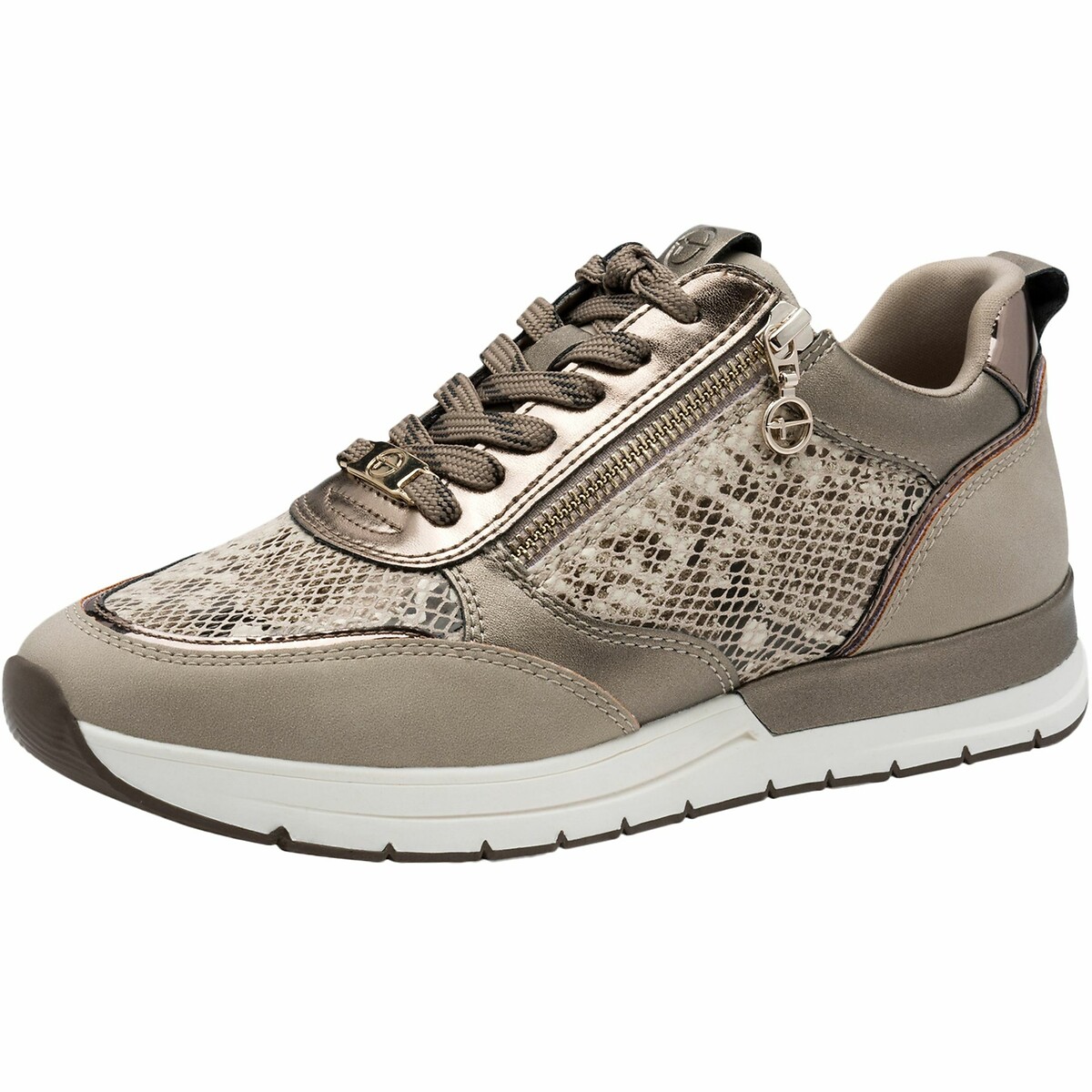 Baskets zippées et à lacets taupe, TAMARIS