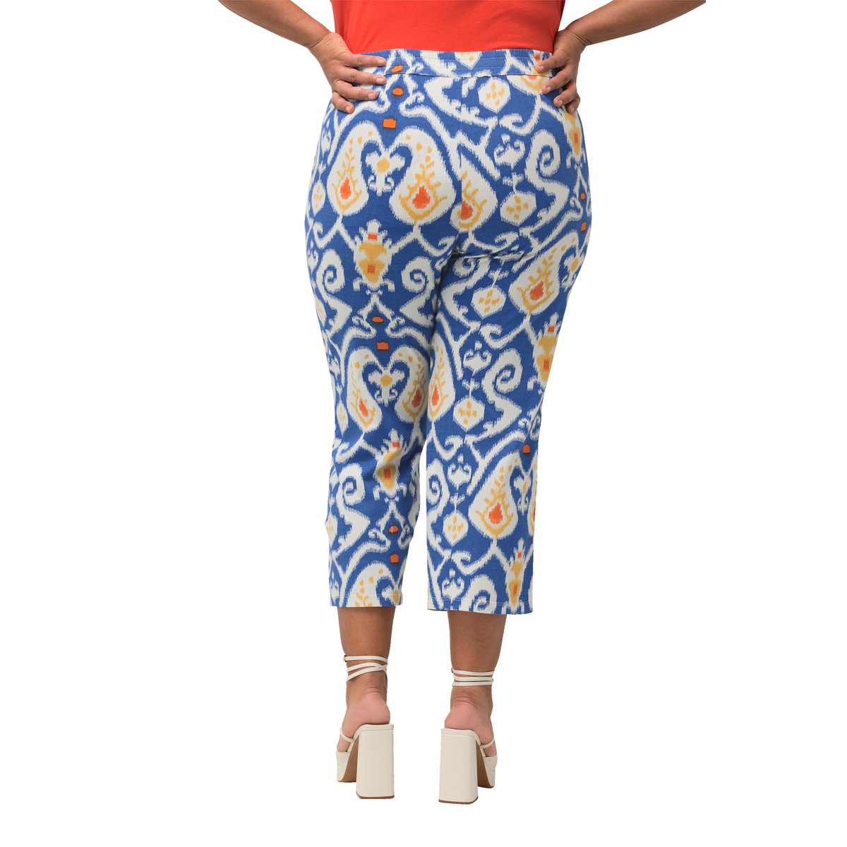 Pantalon 7/8 en jersey à jambe large bleu jean, ULLA POPKEN