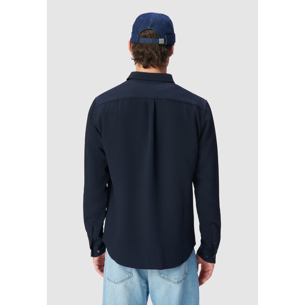 Chemise slim seersucker DRY FAST bleu marine, IKKS
