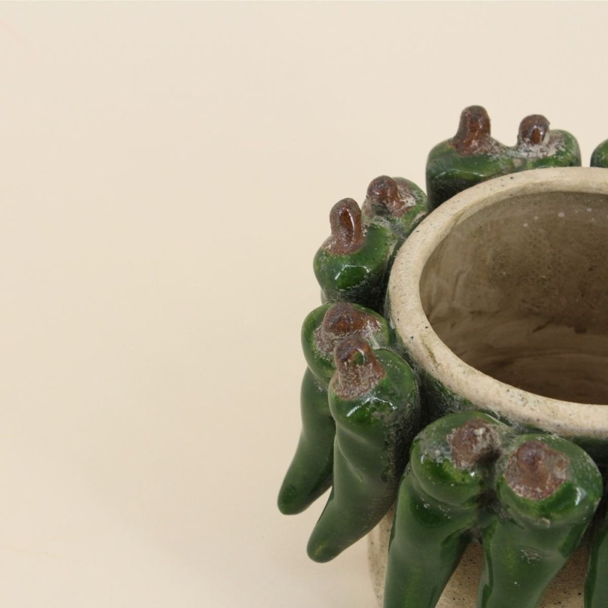 Cache pot en céramique piments relief, H13cm vert, HASHTAG DECO