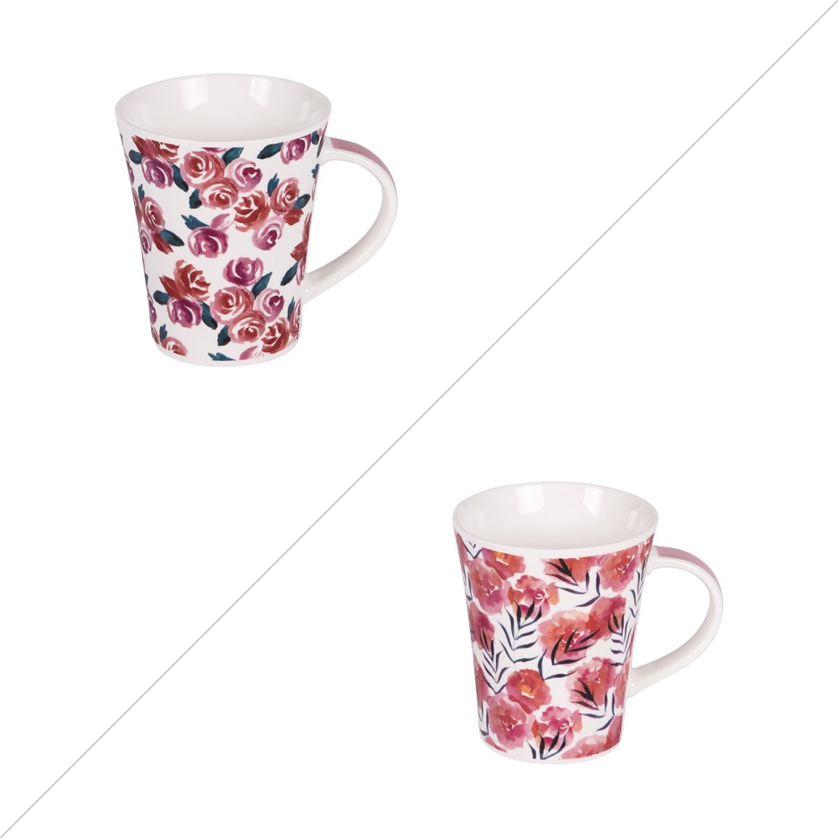Coffret de 2 mugs Rosalia 39 cl multicolore, TREND'UP