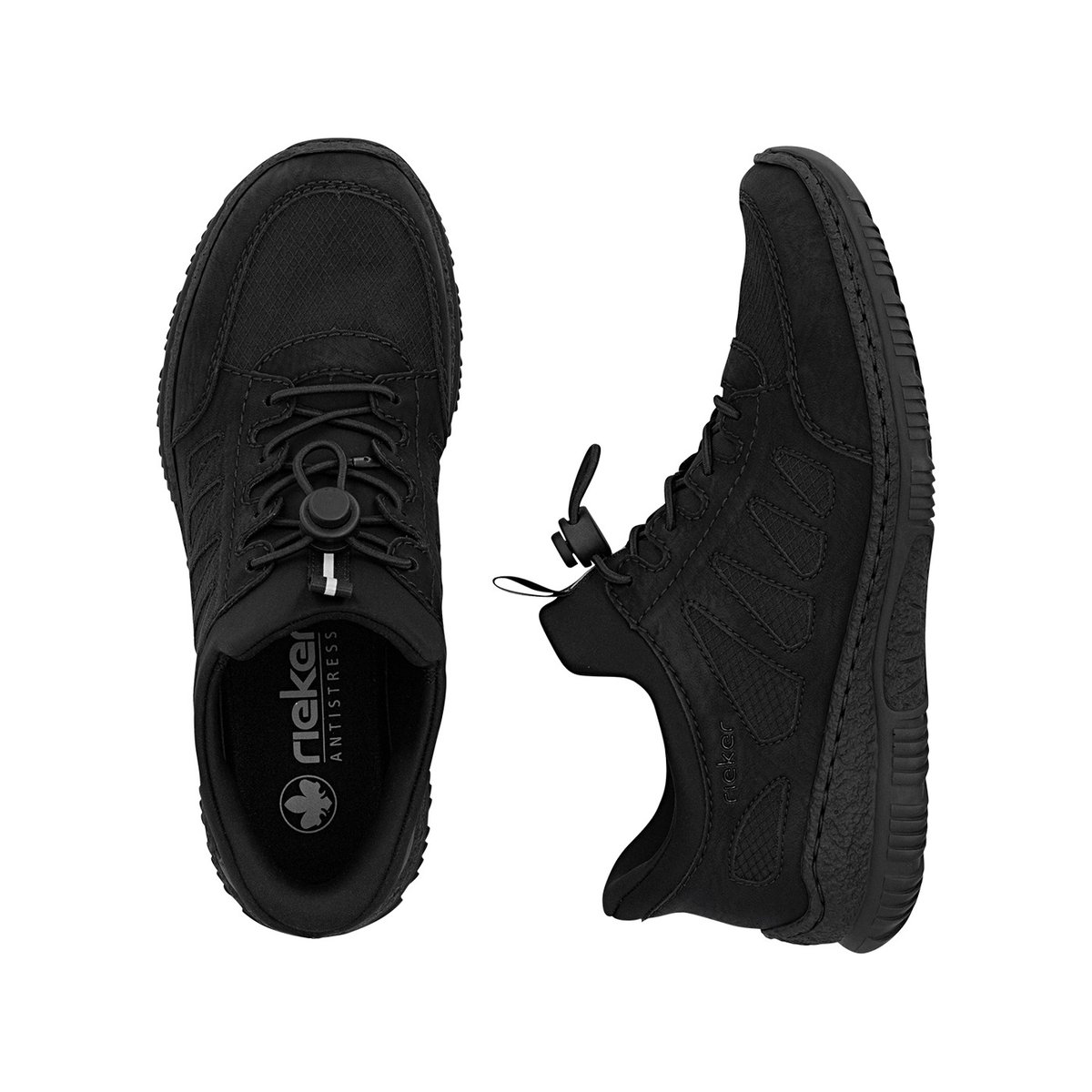 Sneakers noires à talon plat pourvues d'une fermeture élastiquée noir, RIEKER