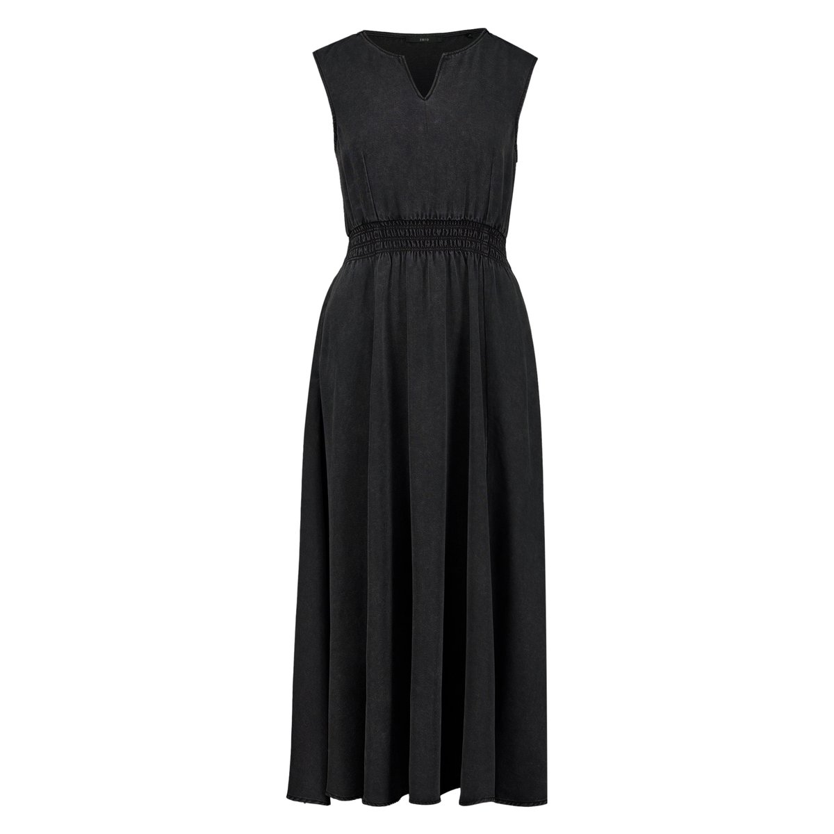 Robe longueur midi à taille élastique black denim, ZERO