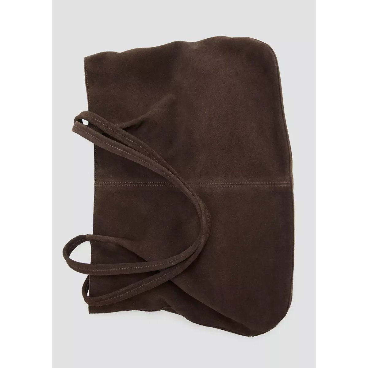 Sac cabas cuir suédé chocolat, MANGO