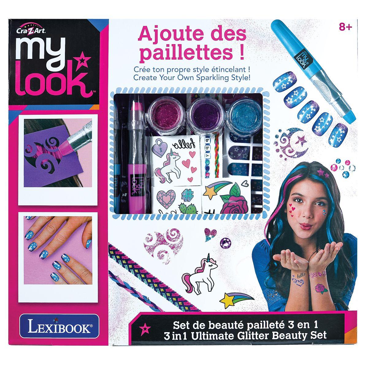 Kit de Beauté 3 en 1 Pailleté multicolore, LEXIBOOK