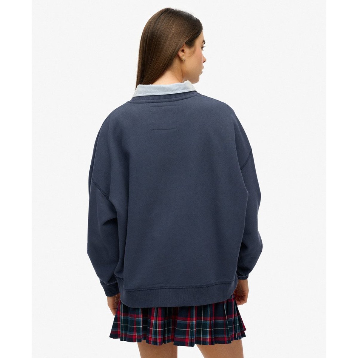 Sweat oversize à col rond Athletic Essentials bleu marine éclipse, SUPERDRY
