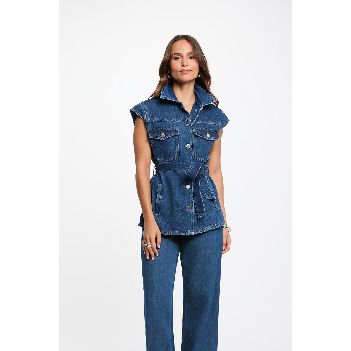 Veste sans manches jean denim brut, MORGAN