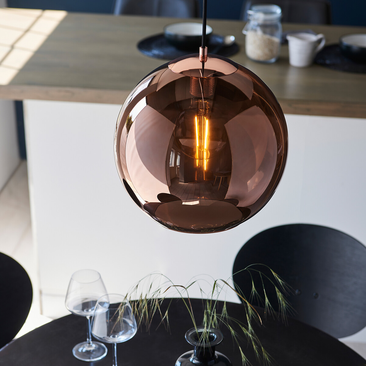 Bocco Mirrored Glass Pendant Light black, SO'HOME