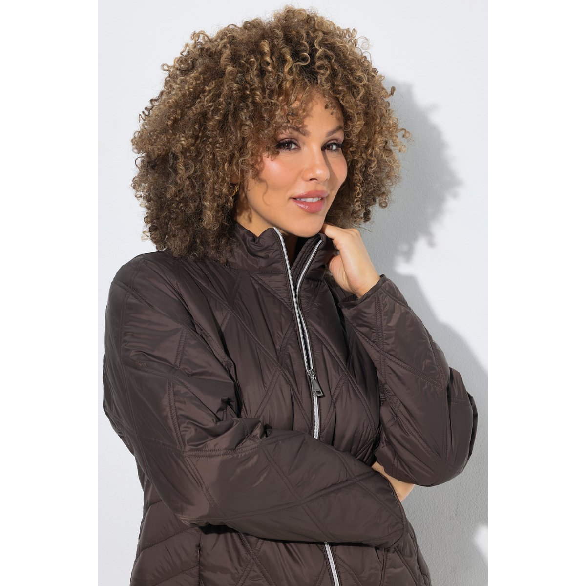 Veste matelassée HYPRAR avec col montant chocolat noir, ULLA POPKEN