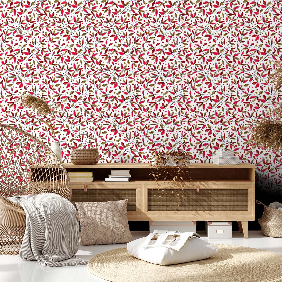 Papier peint tilleul prune intissé, HEXOA