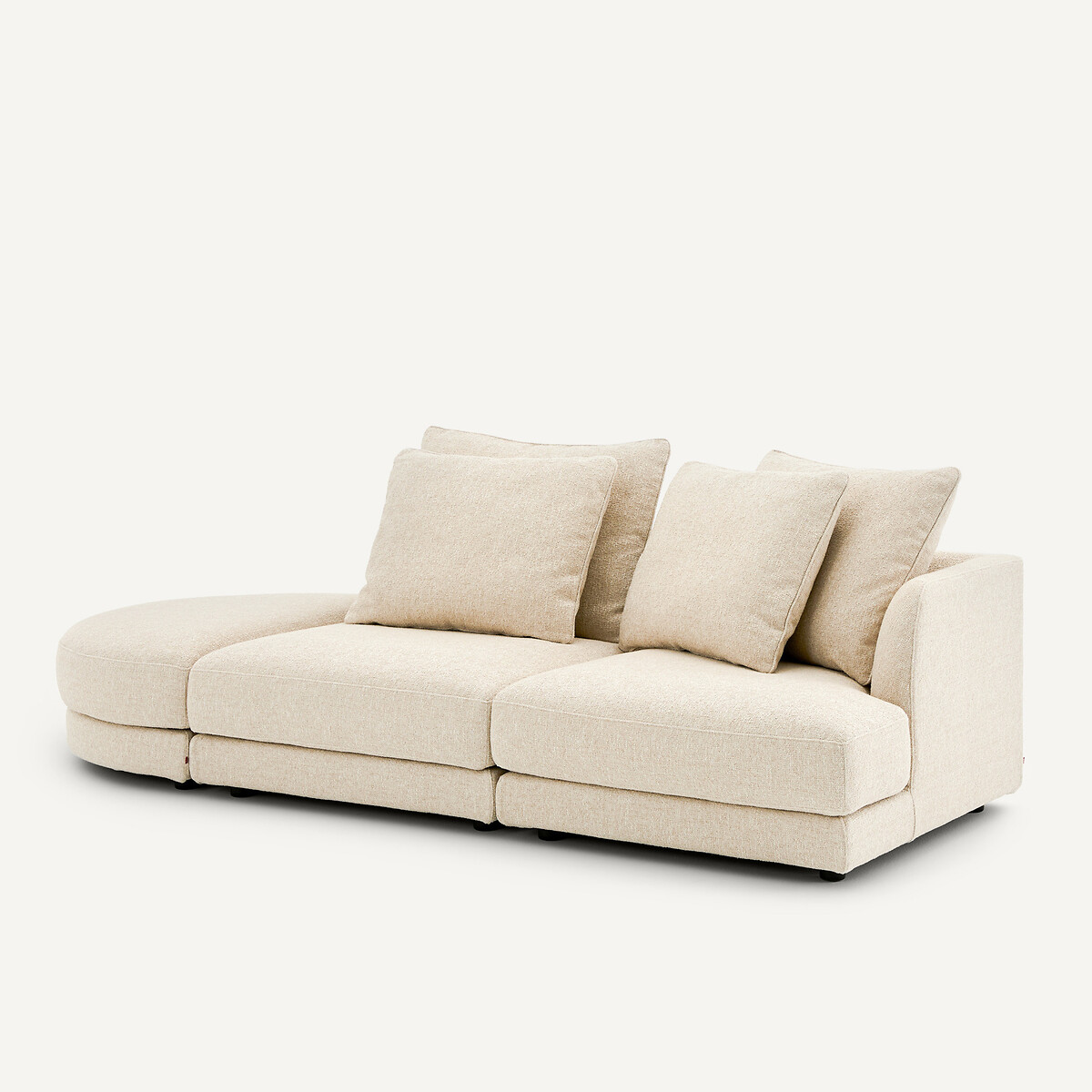Rechtes Halbsofa, modular, aus bouclé, TIBERIO kreide, AM.PM