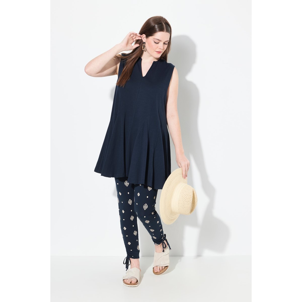 Top, coupe A-ligne, encolure tunique marine, ULLA POPKEN