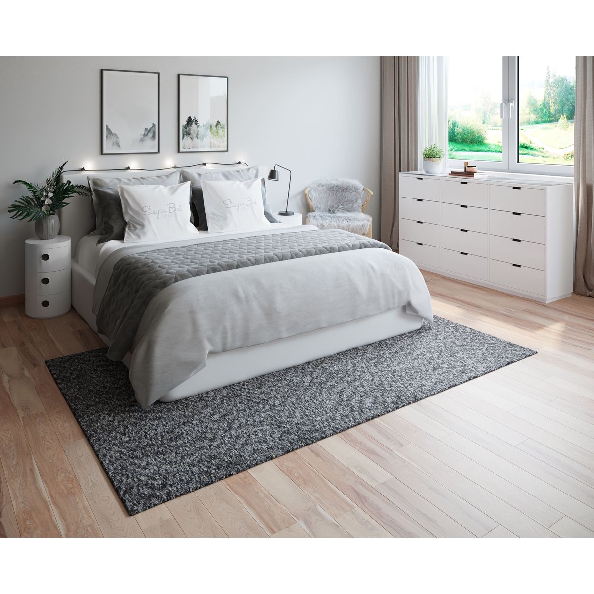 Tapis shaggy Rissani longs poils doux anthracite, GINO FALCONE