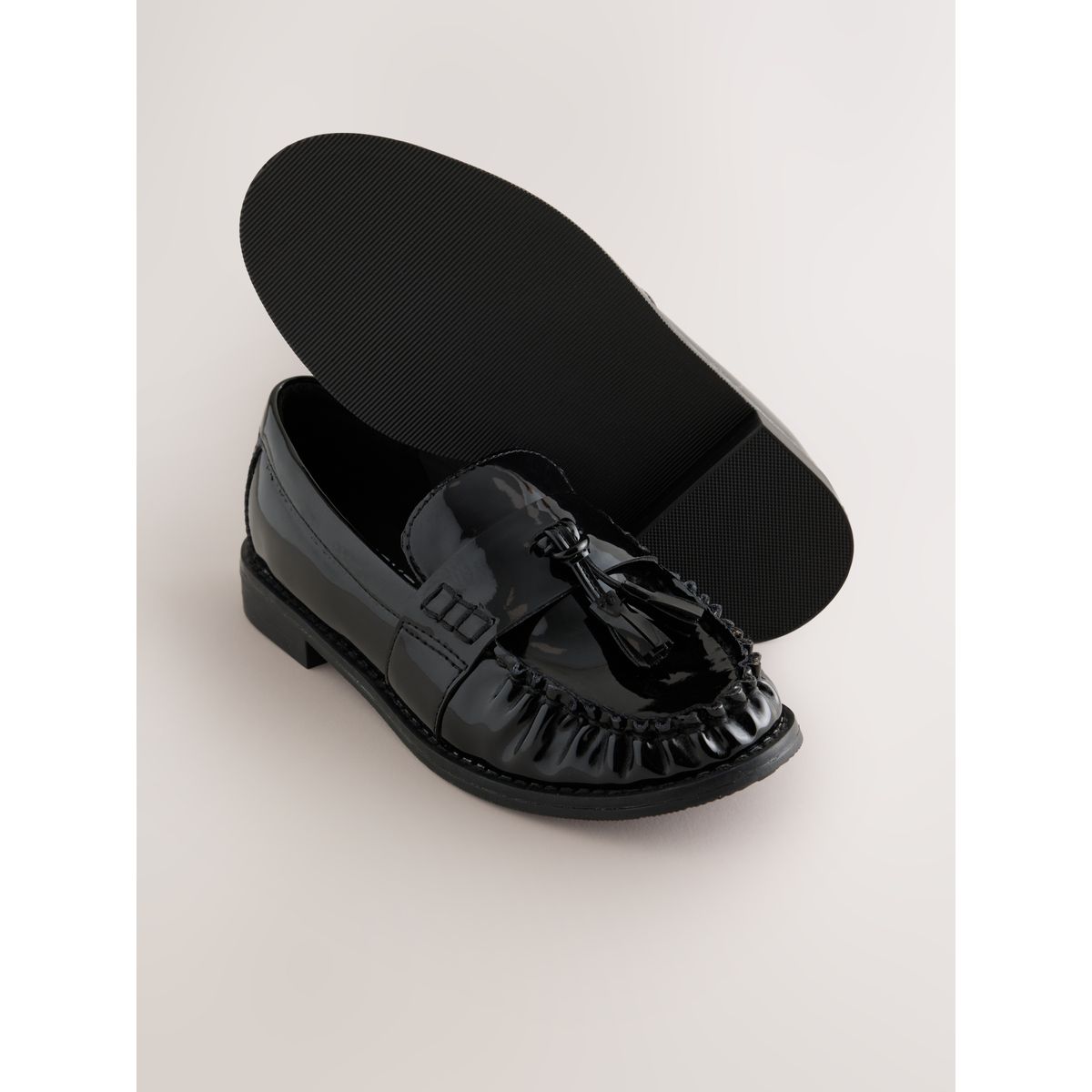 Mocassins d’école ruchés noir, NEXT