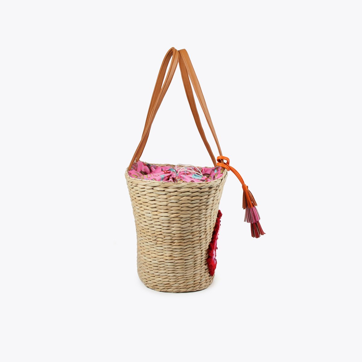 Cabas tressé multi-anses avec broderies florales beige, LOLA CASADEMUNT