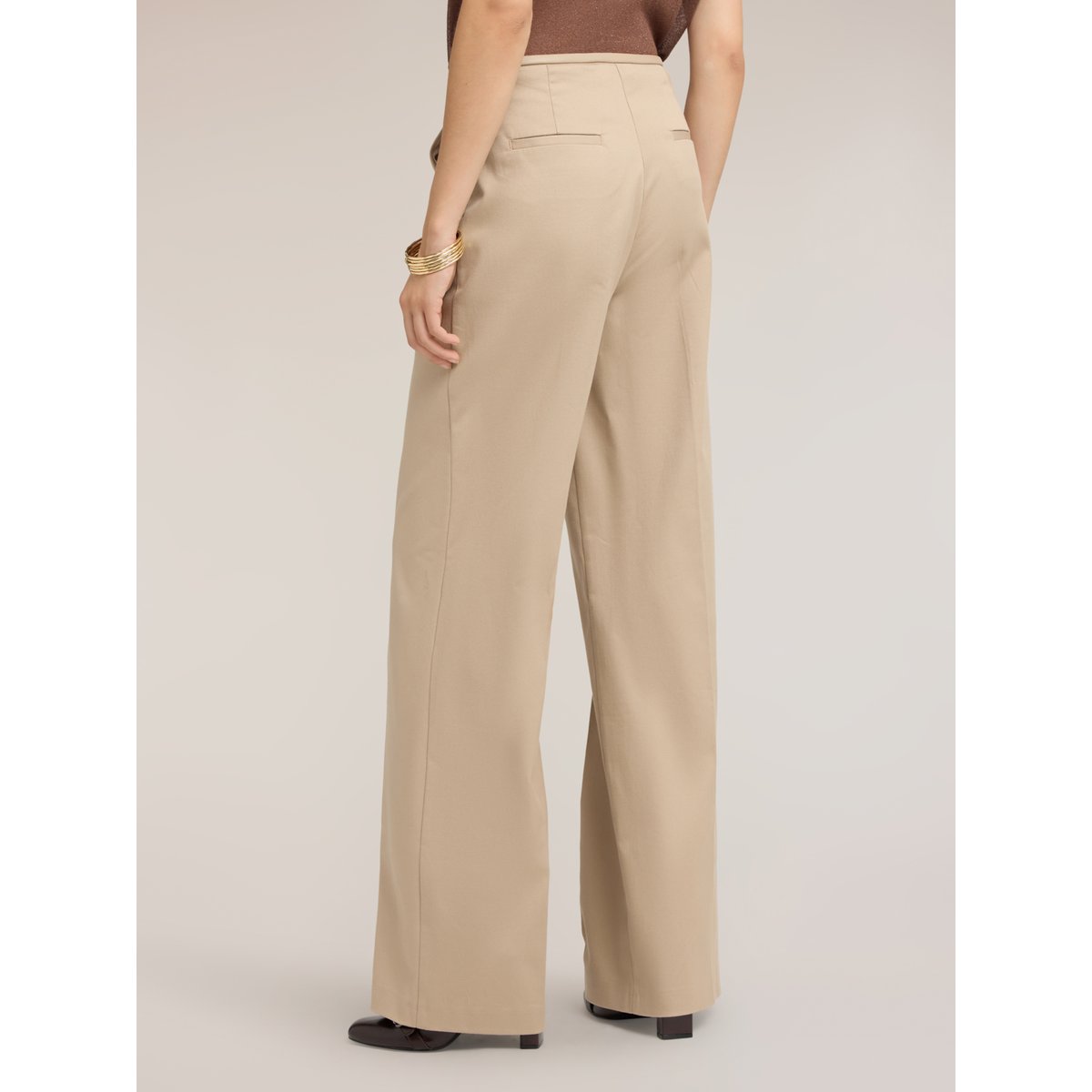 Pantalon palazzo à pli marqué beige, MOTIVI