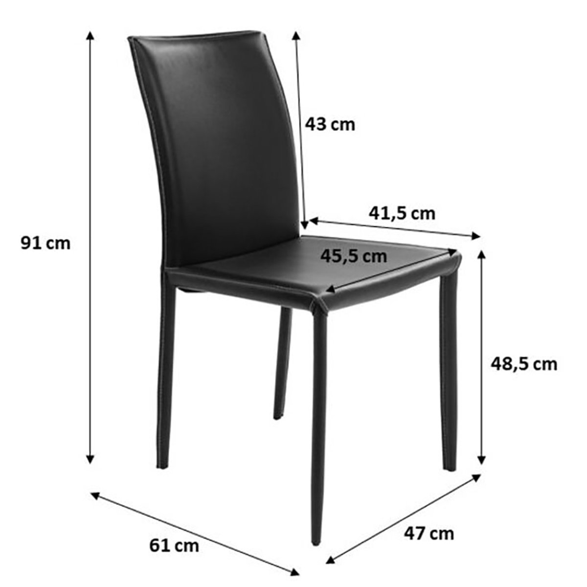 Chaise en cuir, MILANO noir, KARE DESIGN