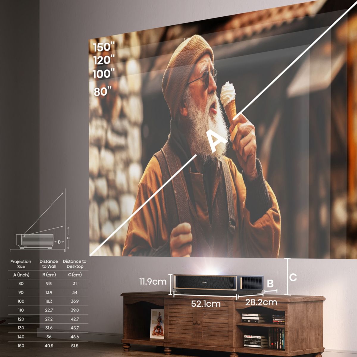 Vidéoprojecteur home cinéma PT1 4K, ultra courte focale, tri-laser, IMAX Enhanced, Dolby Vision noir, HISENSE