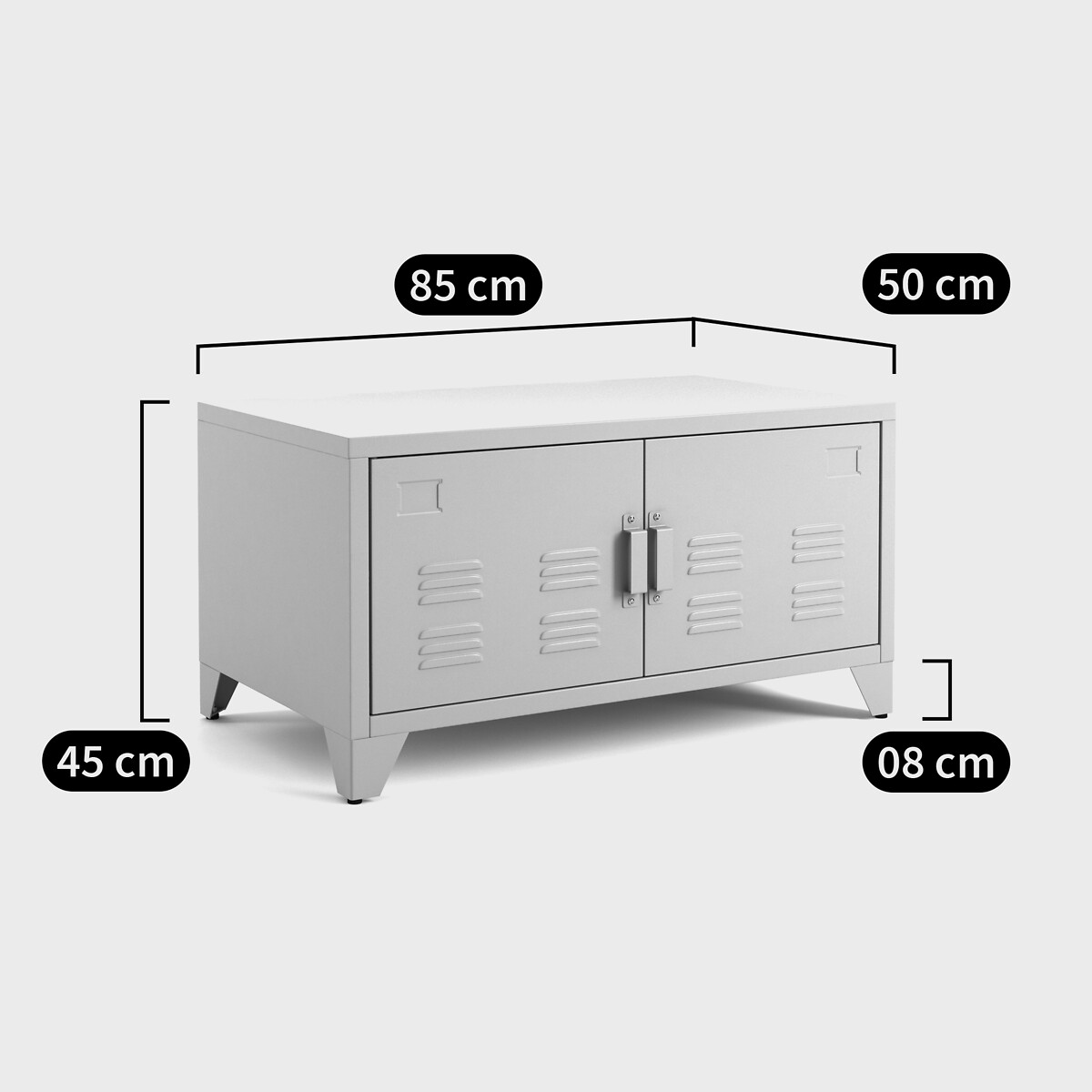 Meuble bas 2 portes en métal acier, Hiba noir, LA REDOUTE INTERIEURS