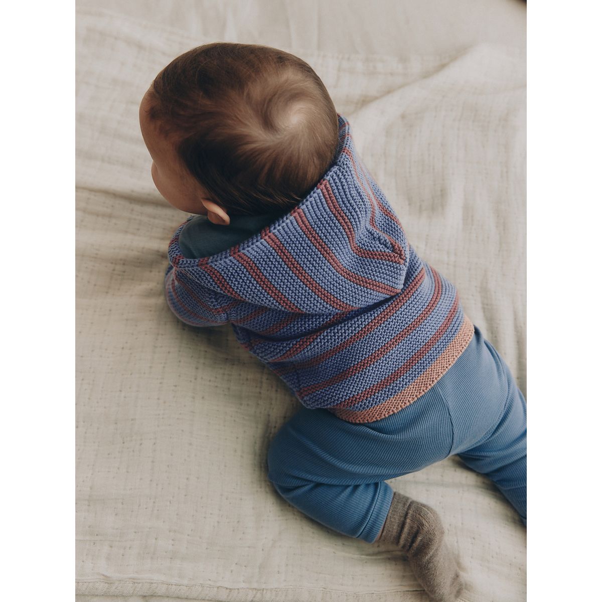 Cardigan bébé en maille rayures bleues et bordeaux, NEXT