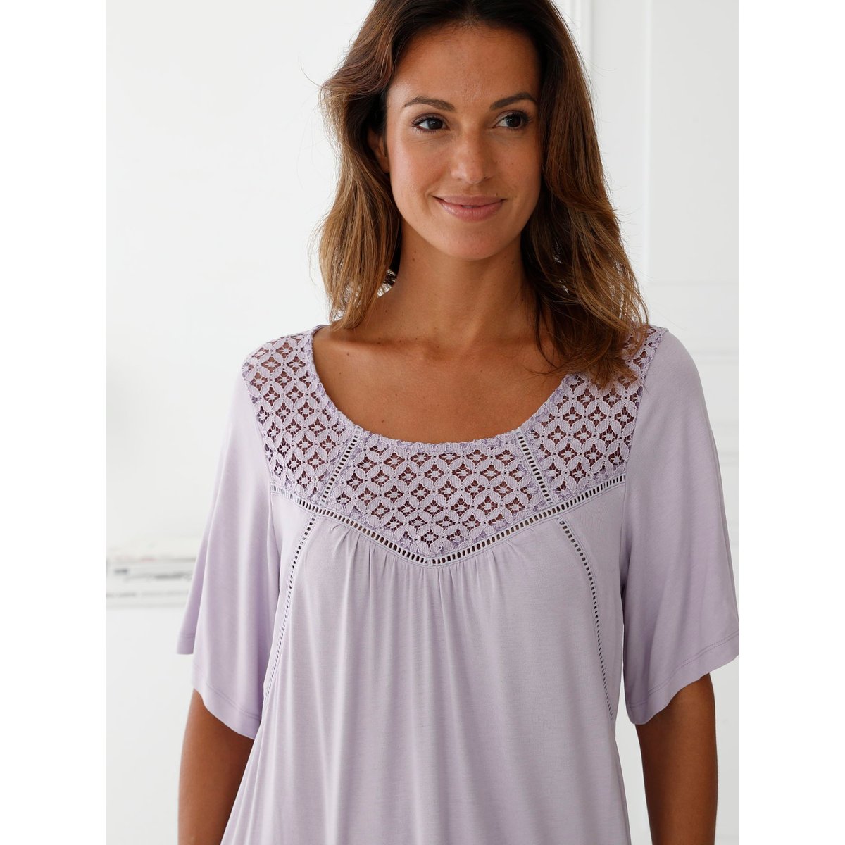 Chemise de nuit évasée fluide lilas, DAXON