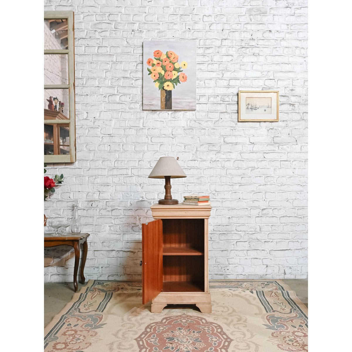 Table de chevet en merisier Odile N°1533 - Bon état bois clair, DEBONGOUT