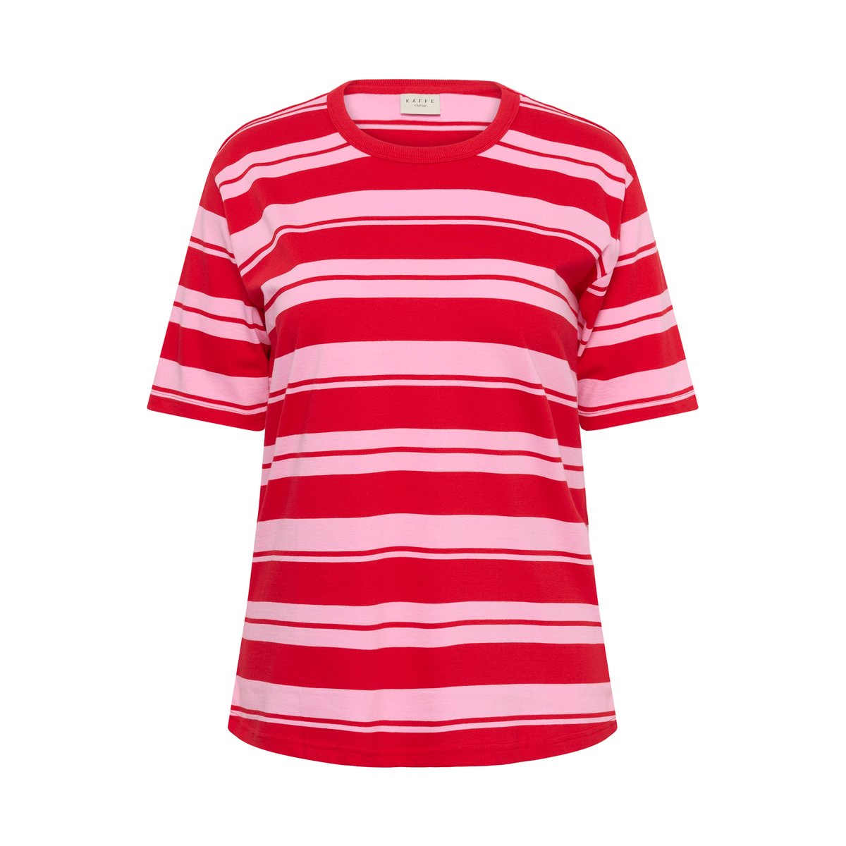 T-shirt rouge rose true red/pink stripes, KAFFE CURVE