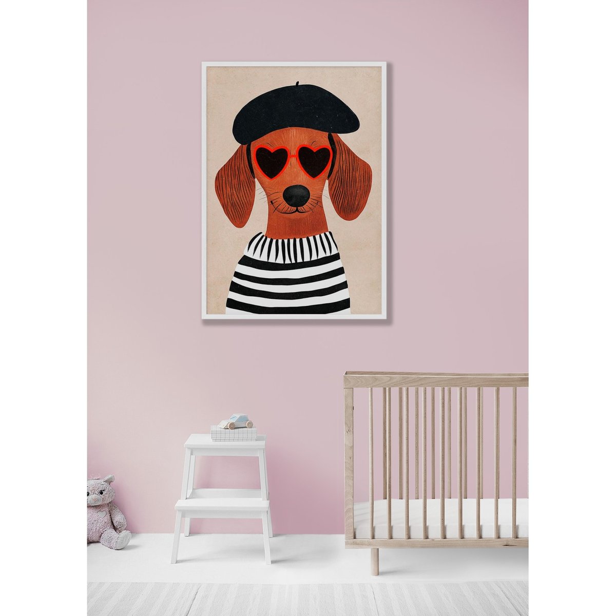 Affiche Chien chic parisien blanc, L'AFFICHERIE