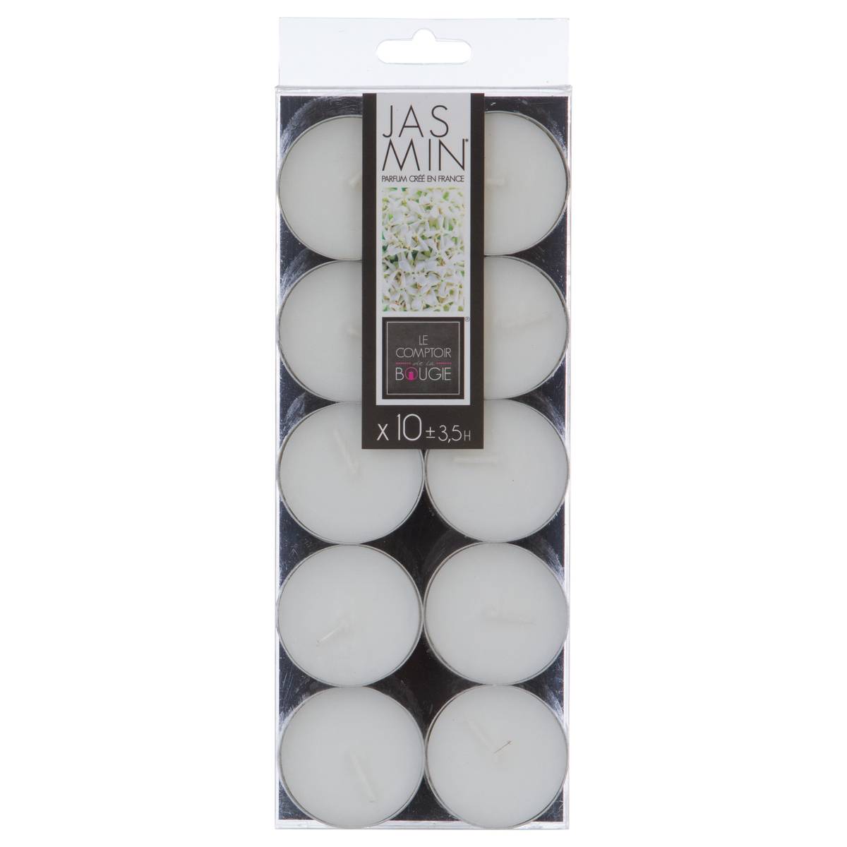 Lot de 10 bougies parfumées NINA blanc, ATMOSPHERA